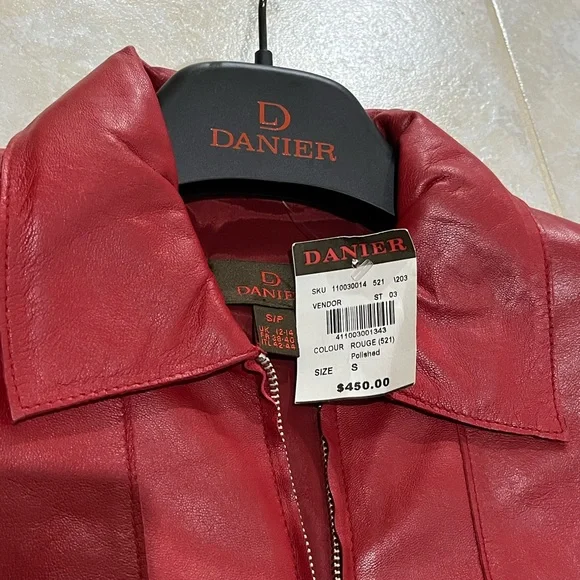 Cropped Red Leather Moto Jacket - Picture 3 of 7